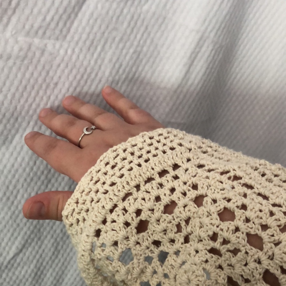 NWT Crochet Doily Cardigan in Cream HMWLBM fits up to a 5X Womens Long Cardigan - Picture 7 of 7